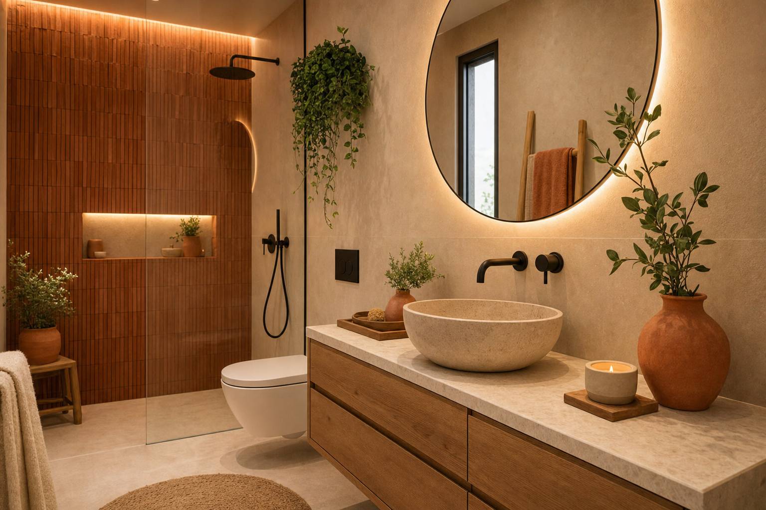 Cómo decorar un baño en tonos tierra